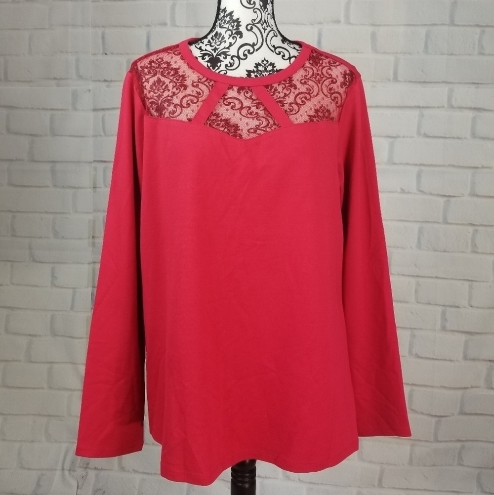 Lane Bryant size 18/20 long sleeve sheer inset top